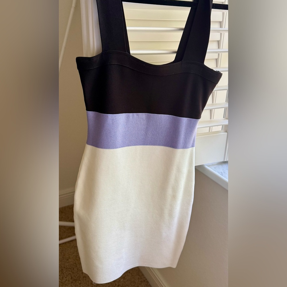 Marciano Colorblock Bandage Dress in Black, Lavender, White